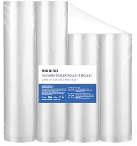 INKBIRD 4 Rolls Vacuum Sealer Bags, 11" x 25' 2 Rolls & 8" x 25' 2 Rolls Vacuum Sealer Rolls for Food Saver, Sous Vide Bags Food Storage Freezer Sealer Bag for Cooking with BPA Free