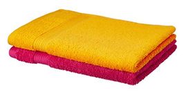 Amazon Brand - Solimo 100% Cotton 2 Piece Hand Towel Set, 500 GSM (Sunshine Yellow and Paradise Pink)