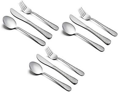 HaWare 9-Piece Toddler Kids Silverware Flatware Set, Stainless Steel Hammered(Adult Look) Preschooler Eating Utensils, Adult Diet Tableware, Includes 3 Spoons 3 Forks 3 Butter Knives, Dishwasher Safe