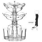 ALEVMOOM 6 Shot Dispenser and Holder Updated Acrylic Double-Layer Wine Dispenser Liquid Beverage Separator for Parties Bars with Multi-Function Bottle Opener