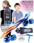SKITCH Complete Skateboard for Kids Ages 4-6 Year Old Beginners Boys Children Youth Teens Gift Set 22 Inch Penny Board Mini Cruiser ABEC 9 Bearings Skateboards Backpack Bag Skate Tool (Wildfire Blaze)