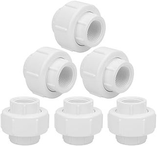 6Pcs 3/4Inch Female Threaded PVC Union Coupling Pipe Fitting (Female x Female) 3/4'' PVC FNPT Female Union Coupling Adapter for Sprinkler Pipe, Irrigation, Plumbing, Schedule 40, EPDM O-Ring