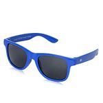 ROZIOR Kid's Wayfarer Sunglasses With Non-Polarization UV Protected Smoke Lens With Blue Frame, Model: Rwuk1028C4 (Small)