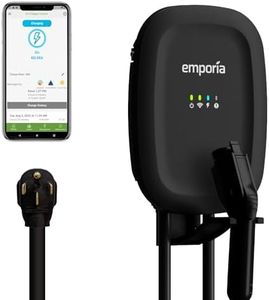Emporia EV Charger Level 2, 48 amp Indoor/Outdoor Electric Car Charger, NEMA 14-50 EV Charger Plug or Hardwired, UL/Energy Star WiFi Enabled EVSE Level 2 Charger, 24ft Cable - 240v Level 2 EV Charger