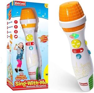 Kidzlane Microphone for Kids with Bluetooth | Kids Singing Toy Microphone for Babies & Toddlers | Voice Changer & 10 Built-in Nursery Rhymes | Kids Karaoke Microphone Ages 3+