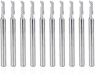 HQMaster CNC Router Bits, 10 Pack 1/8” Shank Spiral Upcut Router Bit 1 Flute End Mill Set Milling Cutter 2mm Cutting Single Flute Tungsten Steel Engraving Tool 8mm CEL, 38.5mm OAL for MDF Acrylic PVC