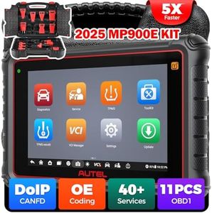 Autel MaxiPRO MP900E KIT Scanner: 2025 Level-up of MP808BT KIT, MP808BT Pro, MS906BT w/ 11 Non-OBDII Adapter Kit, DoIP CAN-FD, 40+ Service, OE ECU Coding, Bi-Directional Test, All System Scan, FCA SGW