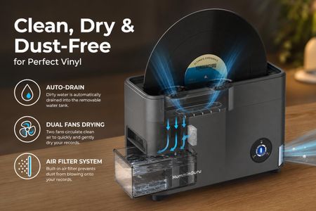 HumminGuru Ultrasonic Vinyl Record Cleaner – Deep Cleaning Machine