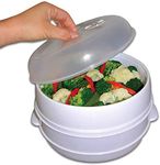 True Face 2 Tier Microwave steamer Steam Cooker Pot Vegetable Pasta Rice Meat Healthy Cooking Pan