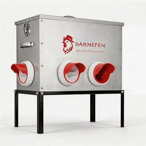 Darnefen Automatic Chicken Feeder Rat Proof - 40lb 6 Ports Large Capacity Metal Poultry Feeder with Legs and Lids - Galvanized Chicken Feeder for Hen Coop
