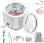 TINY SPARK Ultrasonic Cleaner 30W 42KHz Ultrasonic Cleaner Machine for Denture,Retainer,Mouth Guard,Whitening Tray,Toothbrush Head with 180ml SUS304 Tank&Transparent Lid for Jewelry,Rings,Coins (White)