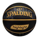 Spalding Highlight Black/Gold Rubber Outdoor Basketball, Size 7 (29.5")