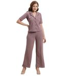 Selvia Co-ords Set for Women|Lycra Shirt and Trouser Set|Casual Co-ords Set for Women|Two Piece Co-ord Set|Office Wear Co-ords Set(717CTK11721N-M_Mauve)