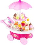 EPIC CRAFT 39 Piece Ice Cream Play Cart Kitchen Set for Girls Toys Without Lights and Music (Pink Ice Cream Trolly)