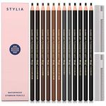 Microblading Supplies Waterproof Eyebrow Pencil - 12 Piece Brow Mapping Pencil Set For Marking, Filling And Outlining, Tattoo Makeup Kit And Permanent Makeup Eye Brow Liners In 5 Colors