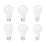 Amazon Basics 40W Equivalent, Soft White, Dimmable, 10,000 Hour Lifetime, A19 LED Light Bulb | 6-Pack