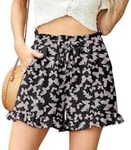 Lepunuo Cute Casual High Waisted Wide Leg Shorts Drawstring Summer Beach Shorts with Pockets