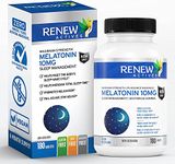 Renew Actives Melatonin 10mg – Promotes a Deeper & Longer Sleep – 180 Maximum Strength Tablets – Ideal for Sleep Management, Jet Lag & to Reset Your Sleep Cycle! Easy to Swallow Tablets!