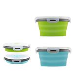 DQZSY 2 Pcs Collapsible Bowls with Lids, Foldable Meal Prep Containers Reusable, Silicone Food Storage Containers, Camper Must Haves Rv Camping Accessories