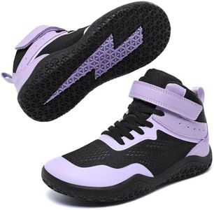 Youth Wrestling Shoes Kids Boys Girls Boxing Shoes Wide Toe Purple Black