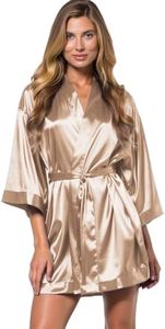 Turquaz Women's Bride Bridesmaids Robe - Satin Kimono Robes for Wedding & Bridal Party Silk Like Lightweight Robes for Women
