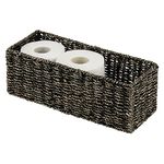 mDesign Small Natural Woven Seagrass Bathroom Toilet Roll Holder, Black, 6 in x 15 in x 5.5 in