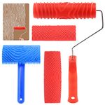 Mardatt Wood Graining Painting Tool Set MS16 MS21 Rubber Empaistic Grain Pattern Roller Painter with Handle, Art Wallpaper Imitation Wood Texture Graining Tool for DIY Wall Room Decoration