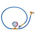 Surieen R134A Car AC Refrigerant Charge Hose Kit with Gauge, Universal Freon Can Tap and R134a Low Side Quick Couple Air Conditioning Can Tap Air Conditioning Pressure Gauge