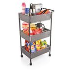 SKI Homeware 3 Tier Multipurpose Plastic Storage Novel Trolly Rack Organizer for Kitchen and Home (12x17 inches Comparatment, Grey)