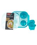 Décor Microwave Egg Poacher Cups for 4 | Food Grade Poached Egg Maker | Non-stick, Easy to Clean, BPA-free Plastic - Teal 4 Egg Tray