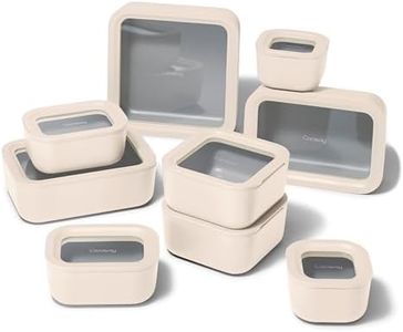 Caraway 25pc Glass Food Storage Set - Glass Storage Containers for Food - Non-Toxic Ceramic-Coated Glass - Air Release Technology - Compact & Stackable Design - Cream