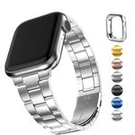 Fullmosa Compatible With Apple Watch Band 41mm 40mm 38mm 45mm 44mm 42mm,Upgraded Version Stainless Steel Apple Watch Band/Strap with Case for iWatch Series 9/8/7/6/5/4/3/2/1/SE/SE2,38mm 40mm 41mm Silver