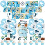 Travel Themed Party Decoration, Bon Voyage Party Decorations Include Let the Adventure Begin Bunting Banner, Retirement Farewell Party Decorations (Travel)