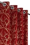 CRAFT SHOPPING Foil Leaf Printed Velvet Window Curtains 8 Feet Long Set of 2 Soft Blackout Curtains for Window with Rod Pockets Home Decor Items for Living Room 4x8 Feet Maroon