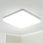 Combuh LED Ceiling Light Square, 48W 4320LM 240W Equivalent, Daylight White 6500K Bathroom Ceiling Light Indoor, Ø30CM/11.8IN Modern LED Ceiling Lamp for Living Room Bedroom Kitchen Home Office