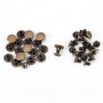 FTVOGUE 20pcs Metal Rivet Flat Head Copper Brass Screws Nuts Nails Rivets Leather Cap Accessories for Coats Caps Bags Decoration (5mm)