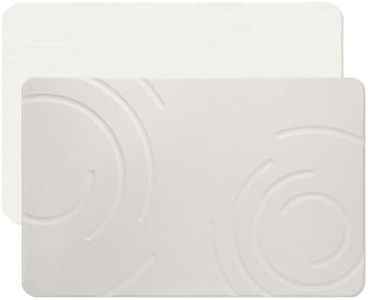 Feilifan Tapis de Bain en Pierre - Tapis de Douche en Terre de Diatomée à Séchage Rapide, Super Absorbant l'eau, pour Salle de Bain, Cuisine, Facile à Nettoyer (60 x 38 cm, Arc Blanc)