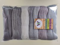 Assorted Colours* 100% Merino Wool Tops for Wet & Dry Felting, Roving Wool Tops, Packs of 60 grams (Grey Winter Sky 60g)