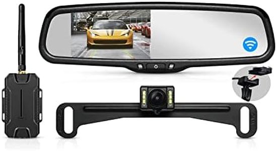 Wireless Backup Camera with 4.3" OEM Look Monitor System, Back up Camera for Cars with IP 68 Waterproof, Rear View Mirror Camera with Super Night Vision for Car,Truck,Van,SUV AUTO-VOX T1400