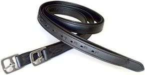 54" / 60" New 1" Super Soft English Stirrup Leathers Black/Havana (Black, 54" x 1")