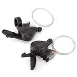 XJYMCOM 2PCS Speed Shifters 3x8 Speed Shift Lever Cable Trigger Plastic with Shift Cable Lever Shifters Set Cycling MTB Brake Lever Transmission Black