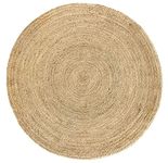 HAMID - Rug Jute Round Alhambra Natural Colour, Jute Rug, Area Rug 100% Jute Fibre Hand Wovem, Braided Rug for Home, Living Room, Floor Carpet..(150x150cm)