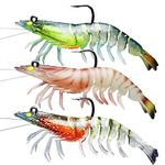 TRUSCEND Pre-rigged Fishing Jigs, 1:50 Super Durable TPE Fishing Lures, Well-made Lifelike Shrimp Crayfish Shad Swimbait, Weedless Lure for Bass Trout Walleye, Saltwater Fishing Gear, Keep Separately!