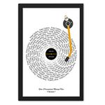 Ritwika's Personalized Abstract Digital Art Of Music Player Disc With Custom Name, Date & Lyrics Of Your Favorite Song | Custom Digital Print With Frame | 13.5 x 9.5 or 13.5 x 19.5 Inches