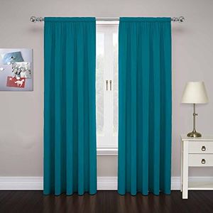 Pairs to Go Cadenza Modern Decorative Rod Pocket Window Curtains for Living Room (2 Panels), 40 in x 84 in, Teal