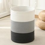 Laundry Basket Hamper Tall Rope Storage Woven for Blanket toys Dirty Clothes in Living Room Bathroom Bedroom (Gradient Grey, 100L/26.4Gal)
