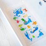 BEEHOMEE Bath Mats for Tub - Large Cartoon Non-Slip Bathroom Bathtub Mat Anti-Slip Shower Mats for Floor 89.5 X 39 CM,Machine Washable XL Size Bathroom Mats(Blue-Octopus ZY)