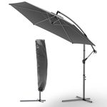VOUNOT 3m Cantilever Garden Parasol, Banana Patio Umbrella with Crank Handle and Tilt for Outdoor Sun Shade, Grey