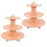 2 Pack Orange Cake Stand Cardboard Cupcake Stand 3 Tier Cupcake Dessert Holder Cardboard Round Tower Cardboard Cake Stands for Afternoon Tea Cake Stand 3 Tier Cake Stand for Birthday,Party,Baby Shower