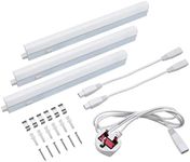 Long Life Lamp Company 12w LED T5 Under Cabinet Link Light 6000k Cool White 220-240v AC Pack of 3 x 1 feet with Plug UC300-F
